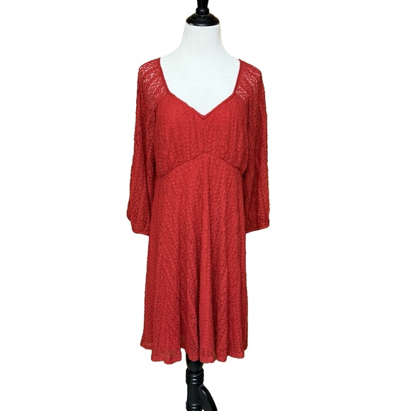 Torrid Plus Size 2 - 2X (18-20)  Mini Lace Fit Flare Dress Red 3/4 Sleeves NWT - Picture 16 of 16